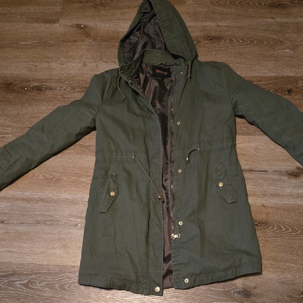 Ambiance Olive Green Utility Anorak Jacket - Picture 3 of 9